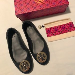Barely worn Tory Burch Minnie leather quilted ballet flats